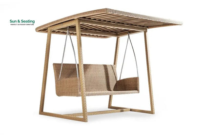 Jazz Three Seater Hanging Swing With Stand For Balcony Garden Swing (Tan) Swings