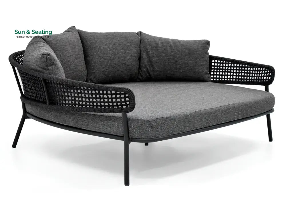 Jekub Outdoor Poolside Sunbed With Cushion Daybed (Dark Grey) Braided &amp; Rope Sunbed