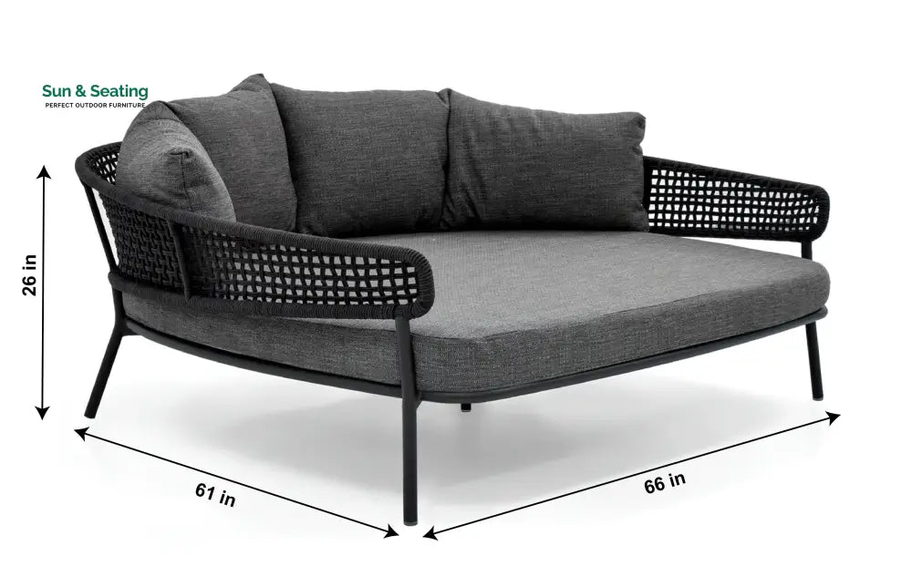 Jekub Outdoor Poolside Sunbed With Cushion Daybed (Dark Grey) Braided &amp; Rope Sunbed