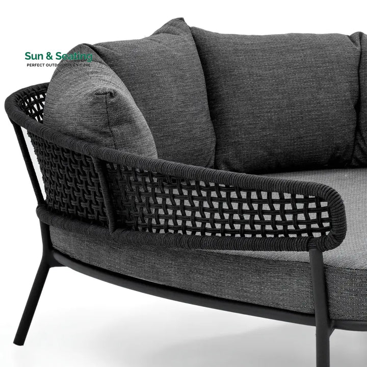 Jekub Outdoor Poolside Sunbed With Cushion Daybed (Dark Grey) Braided &amp; Rope Sunbed
