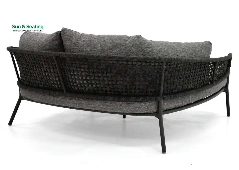 Jekub Outdoor Poolside Sunbed With Cushion Daybed (Dark Grey) Braided &amp; Rope Sunbed