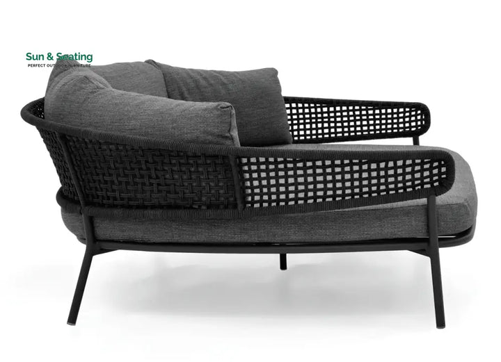 Jekub Outdoor Poolside Sunbed With Cushion Daybed (Dark Grey) Braided &amp; Rope Sunbed