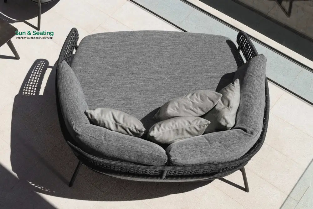 Jekub Outdoor Poolside Sunbed With Cushion Daybed (Dark Grey) Braided &amp; Rope Sunbed