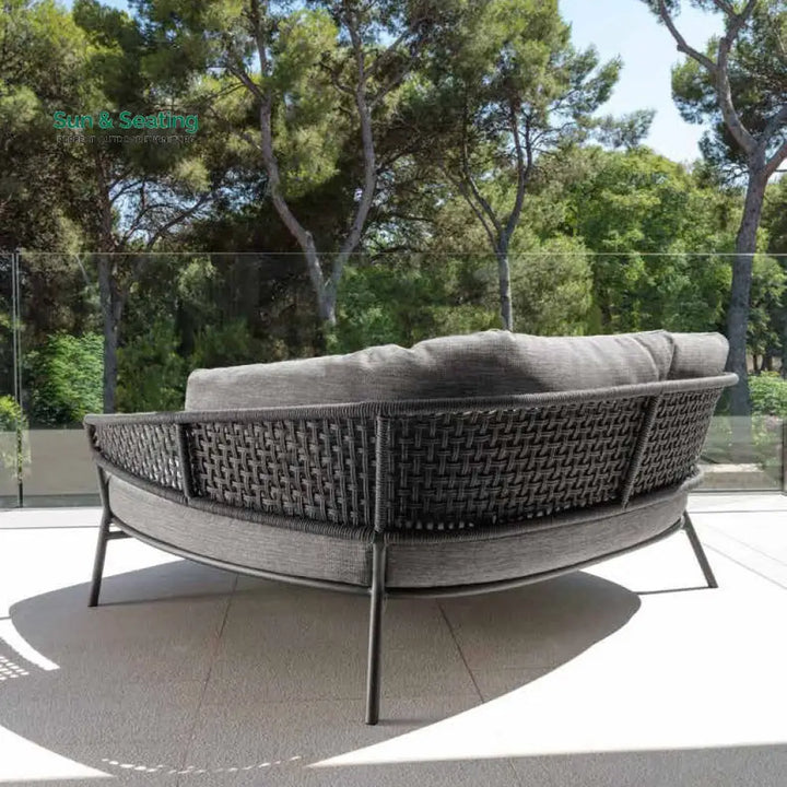 Jekub Outdoor Poolside Sunbed With Cushion Daybed (Dark Grey) Braided &amp; Rope Sunbed