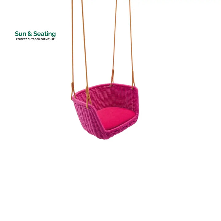 Jenaro Single Seater Hanging Swing Without Stand For Balcony Garden Swing (Pink) Braided &amp; Rope Swings