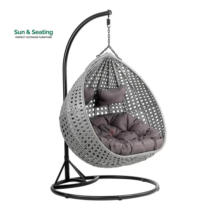 Jia Double Seater Rattan &amp; Wicker Swing (Grey) Swing