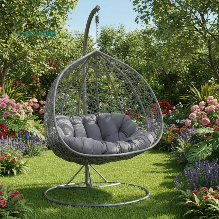 Jiao Double Seater Rattan &amp; Wicker Swing (Grey) Swing