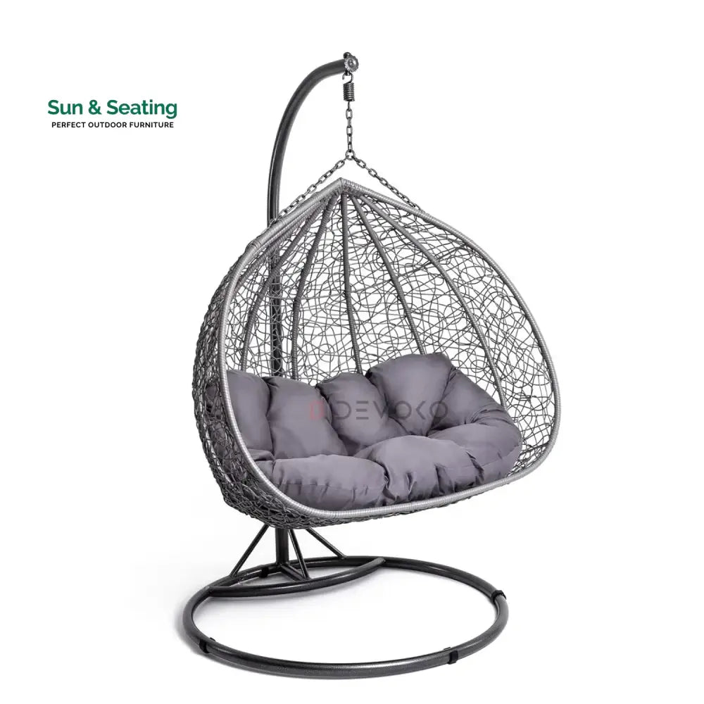 Jiao Double Seater Rattan &amp; Wicker Swing (Grey) Swing