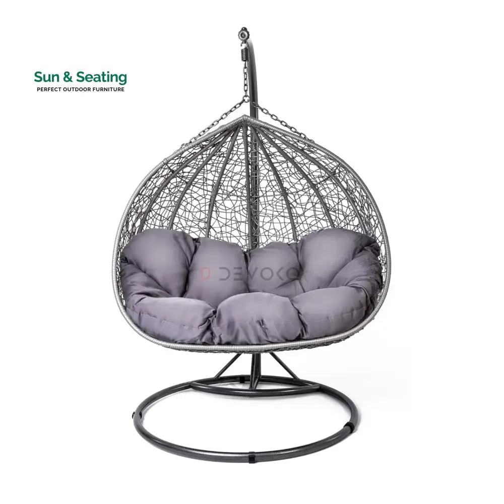Jiao Double Seater Rattan &amp; Wicker Swing (Grey) Swing