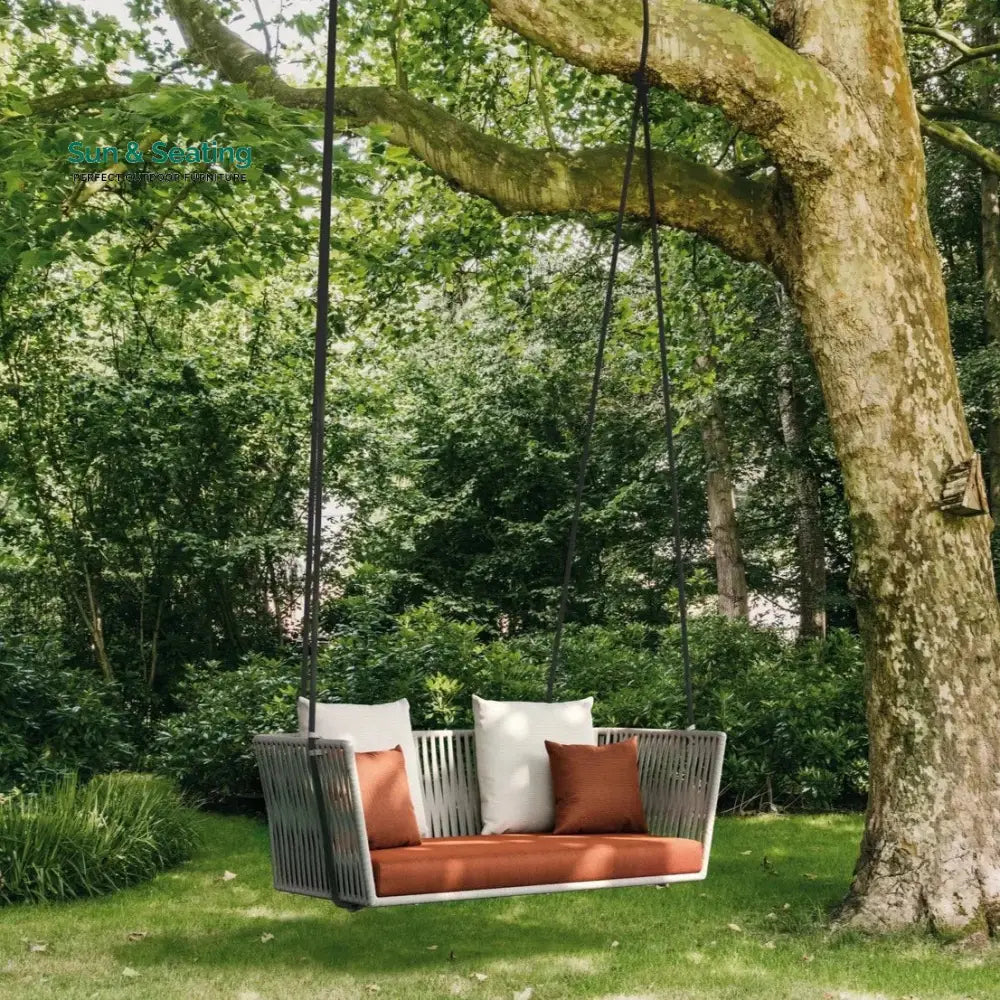 Jill Double Seater Hanging Swing Without Stand For Balcony Garden Swing (Light Grey) Braided & Rope Swings