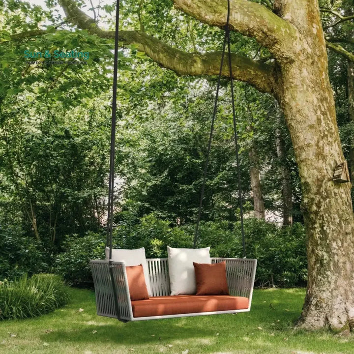 Jill Double Seater Hanging Swing Without Stand For Balcony Garden Swing (Light Grey) Braided &amp; Rope Swings