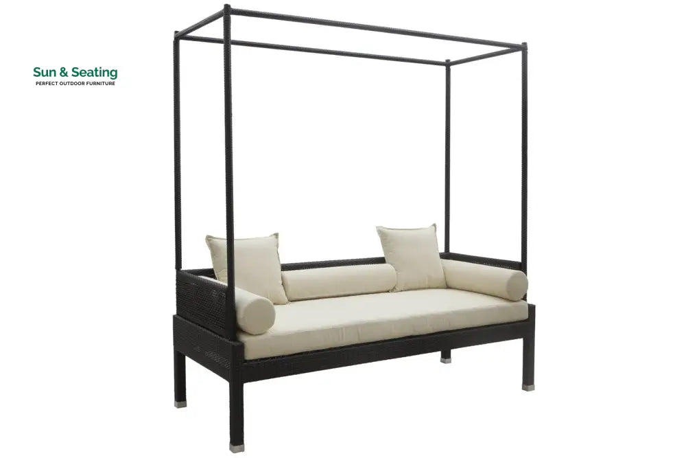 jimmy Outdoor Poolside Sunbed With Cushion Daybed (Black) Sunbed