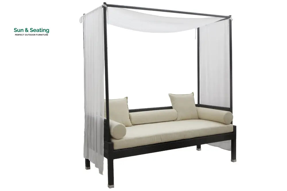 jimmy Outdoor Poolside Sunbed With Cushion Daybed (Black) Sunbed
