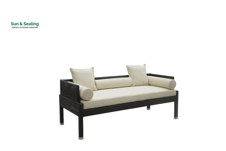 jimmy Outdoor Poolside Sunbed With Cushion Daybed (Black) Sunbed