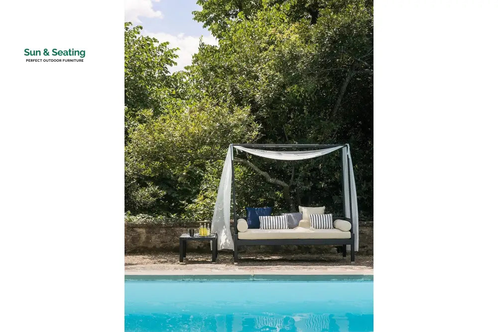 jimmy Outdoor Poolside Sunbed With Cushion Daybed (Black) Sunbed