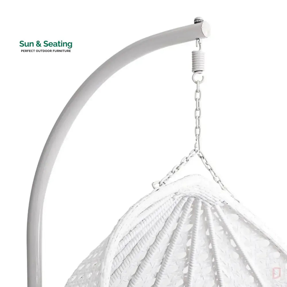 Jin Double Seater Rattan &amp; Wicker Swing (White &amp; Grey) Swing