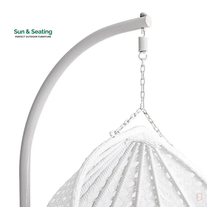Jin Double Seater Rattan &amp; Wicker Swing (White &amp; Grey) Swing