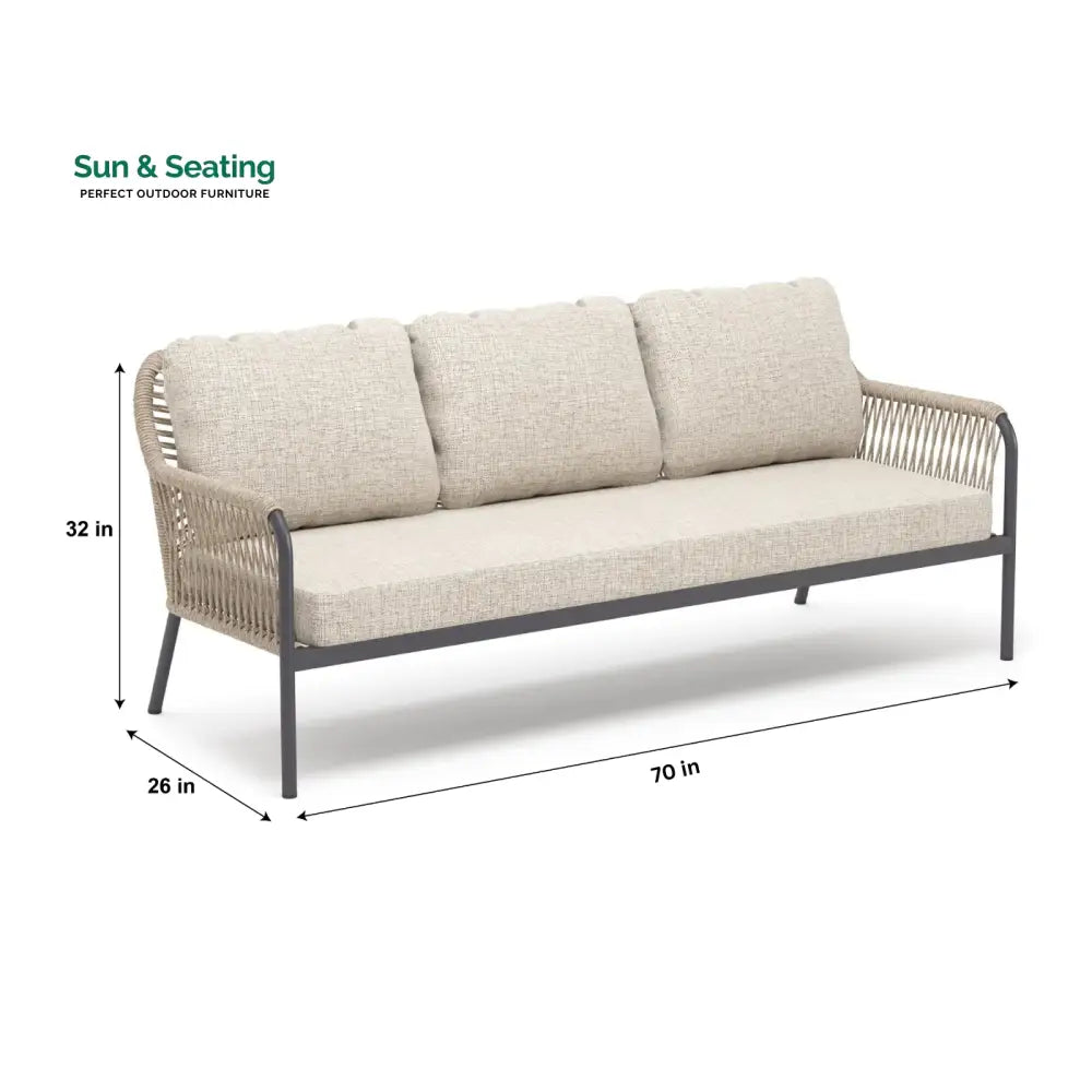 Jisax Outdoor Garden Balcony Sofa Set 3 Seater,2 Single seater and 2 Center Table Set (Tan) Braided and Rope Sofa Sets