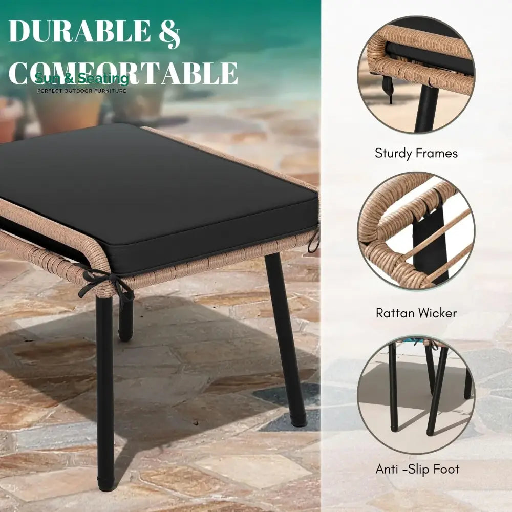 Jivanshi Set of 2 Wicker Ottomans Multipurpose Outdoor Furniture Footrest
