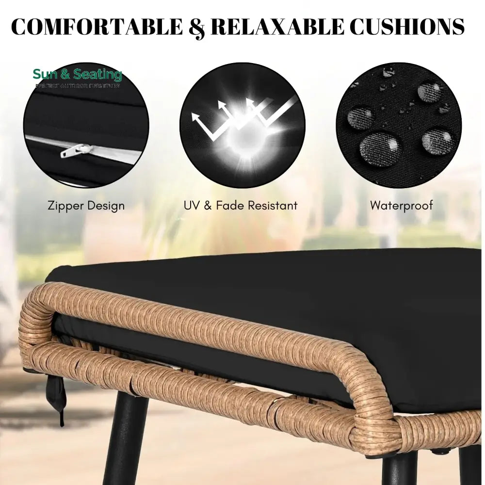 Jivanshi Set of 2 Wicker Ottomans Multipurpose Outdoor Furniture Footrest