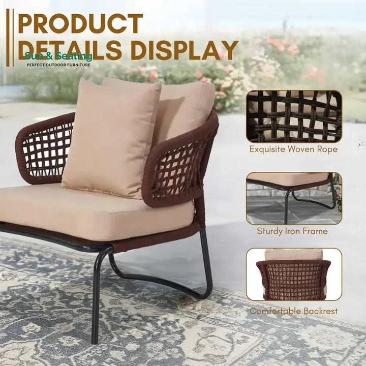 Jivika Outdoor 5 Seater Rope Conversation Sofa Set Sofa Set