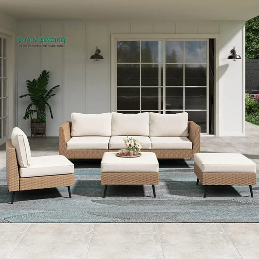 Johanna Outdoor Rattan Wicker 6-Seater Sofa Set Sofa Set