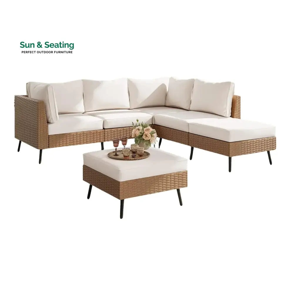 Johanna Outdoor Rattan Wicker 6-Seater Sofa Set Sofa Set