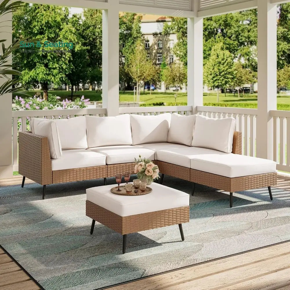 Johanna Outdoor Rattan Wicker 6-Seater Sofa Set Sofa Set