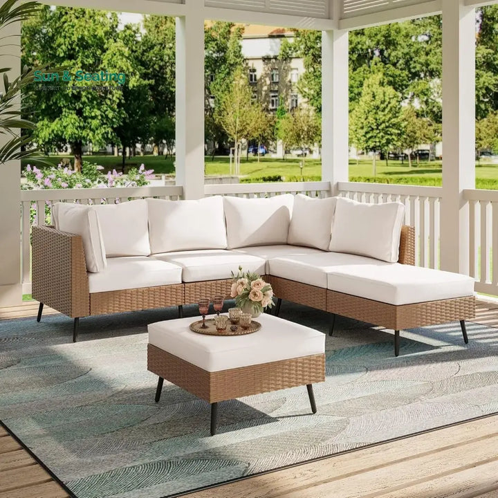 Johanna Outdoor Rattan Wicker 6-Seater Sofa Set Sofa Set