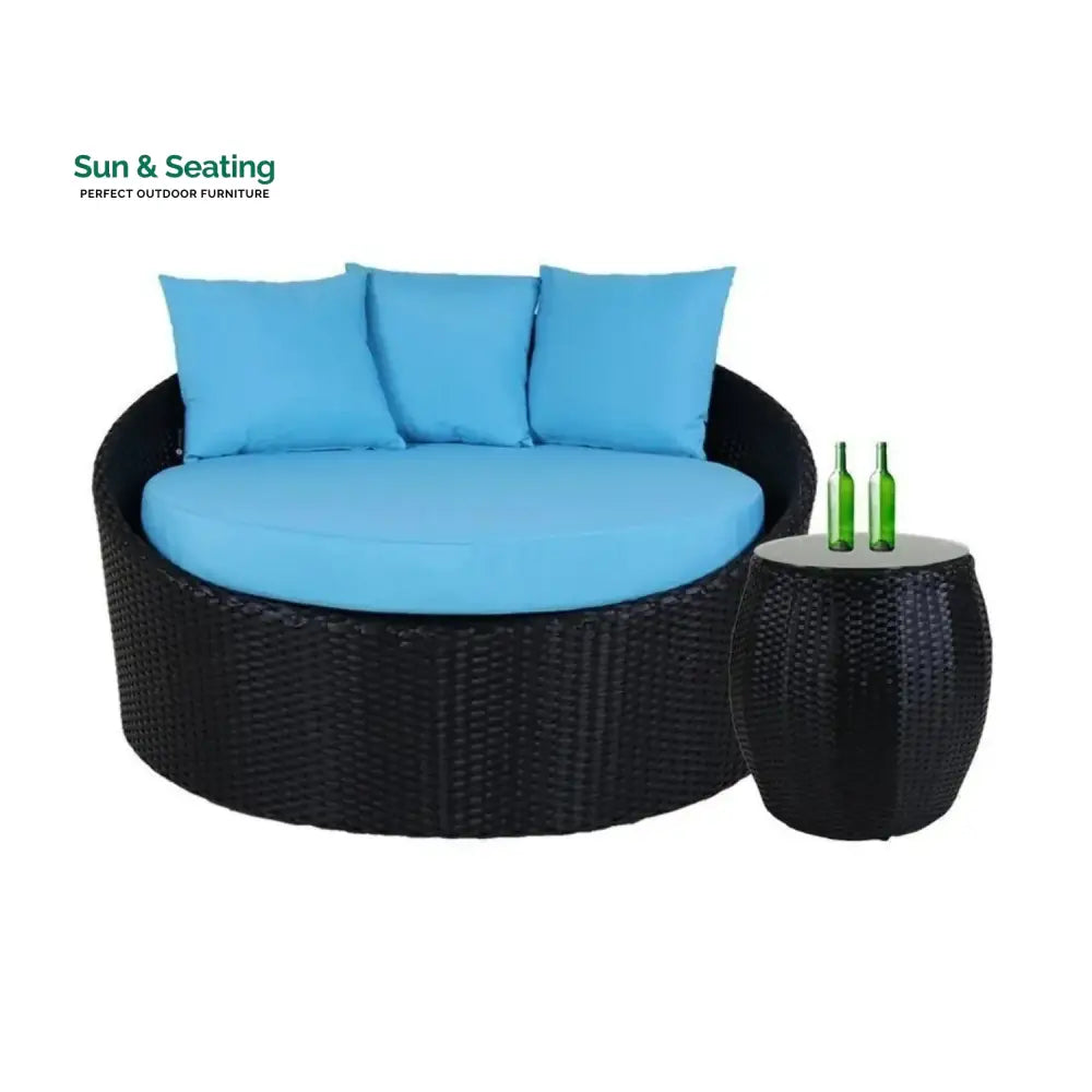 Johanne Outdoor Rattan Wicker Daybed with Glass Top Table Daybed