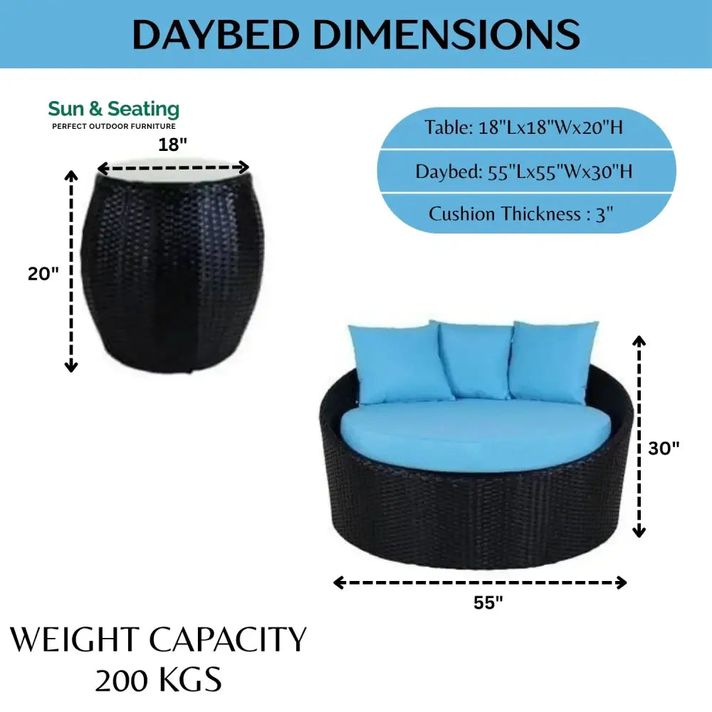 Johanne Outdoor Rattan Wicker Daybed with Glass Top Table Daybed