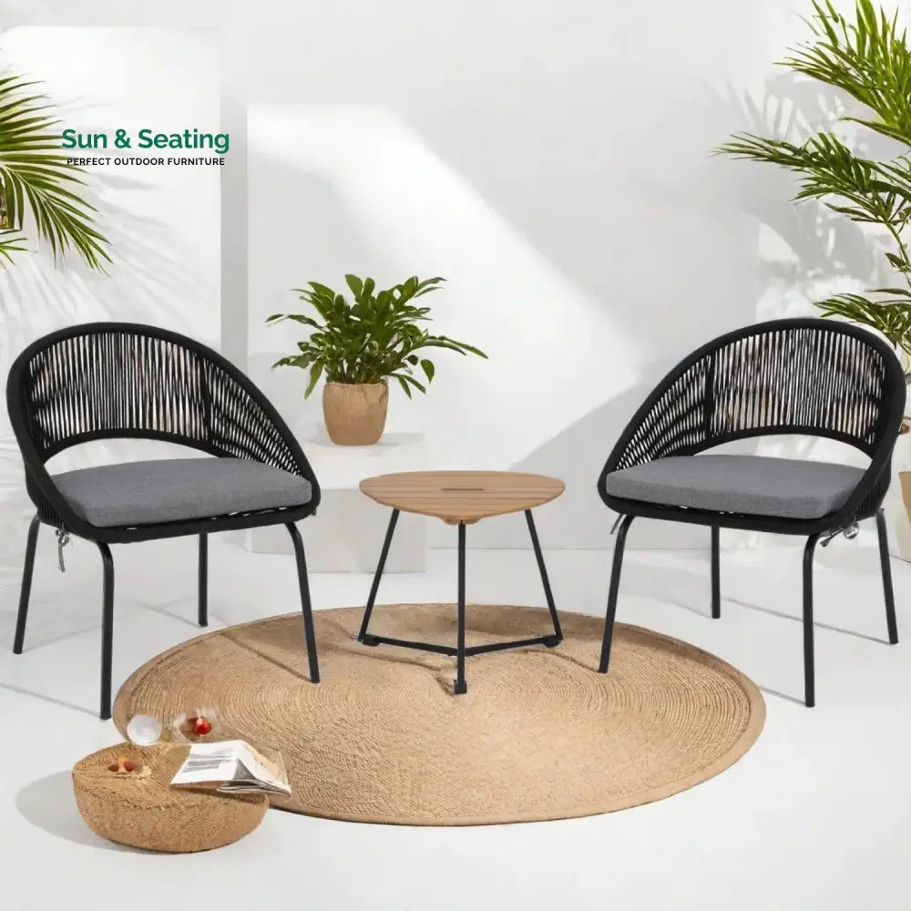 Josefina 3 Piece Garden Outdoor Rope Patio Set Patio Set