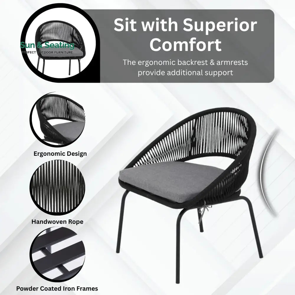 Josefina 3 Piece Garden Outdoor Rope Patio Set Patio Set