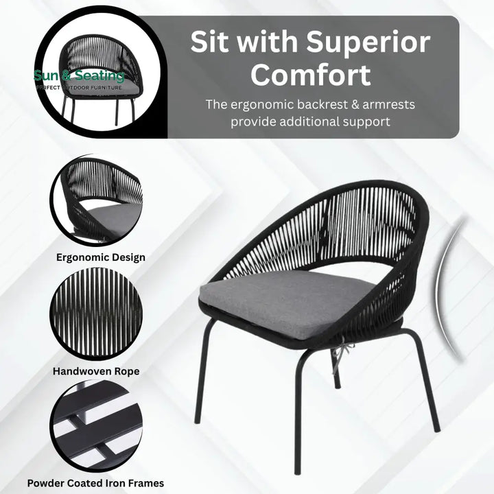 Josefina 3 Piece Garden Outdoor Rope Patio Set Patio Set