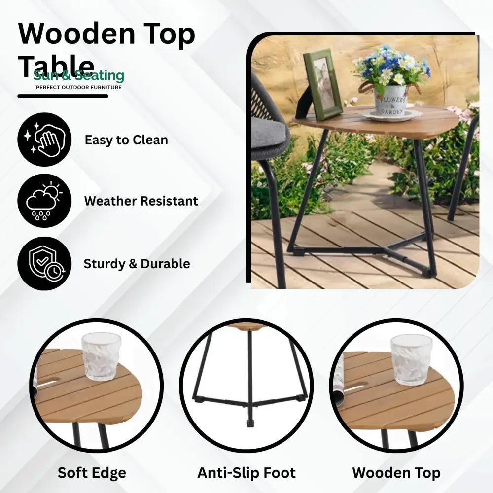 Josefina 3 Piece Garden Outdoor Rope Patio Set Patio Set