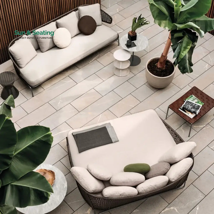 Josslyn Outdoor Rope Patio Furniture Daybed (Brown and Cream) Daybed