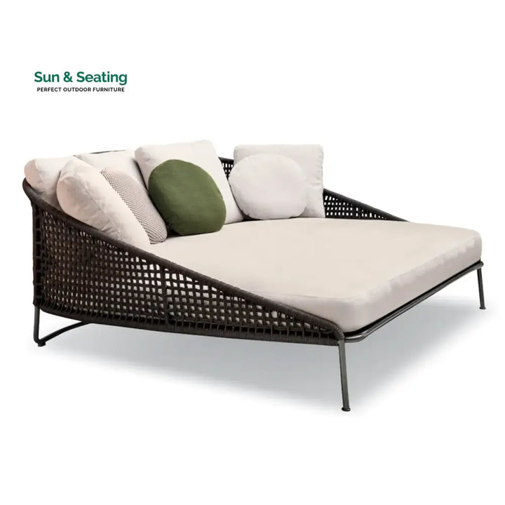 Josslyn Outdoor Rope Patio Furniture Daybed (Brown and Cream) Daybed