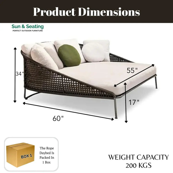 Josslyn Outdoor Rope Patio Furniture Daybed (Brown and Cream) Daybed