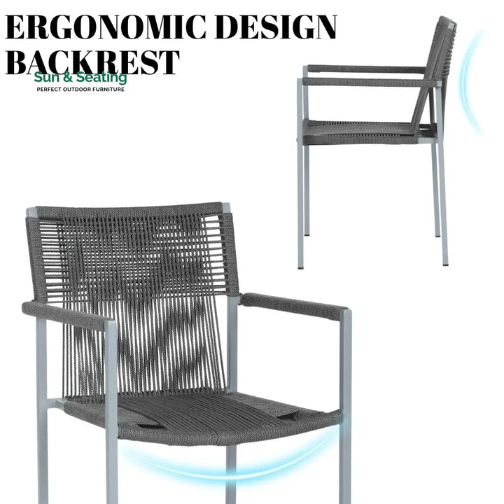 Jovie Outdoor Rope 3-Piece Patio Set (Grey)