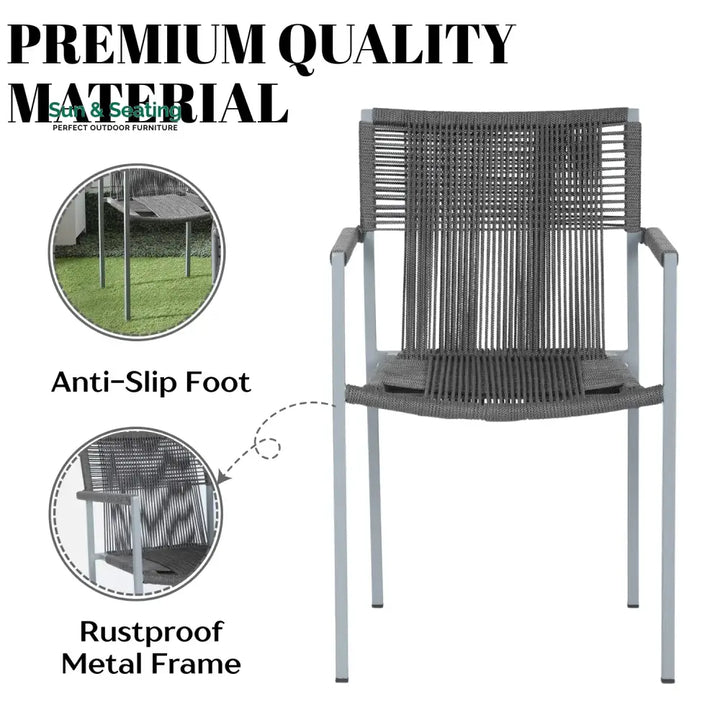 Jovie Outdoor Rope 3-Piece Patio Set (Grey)
