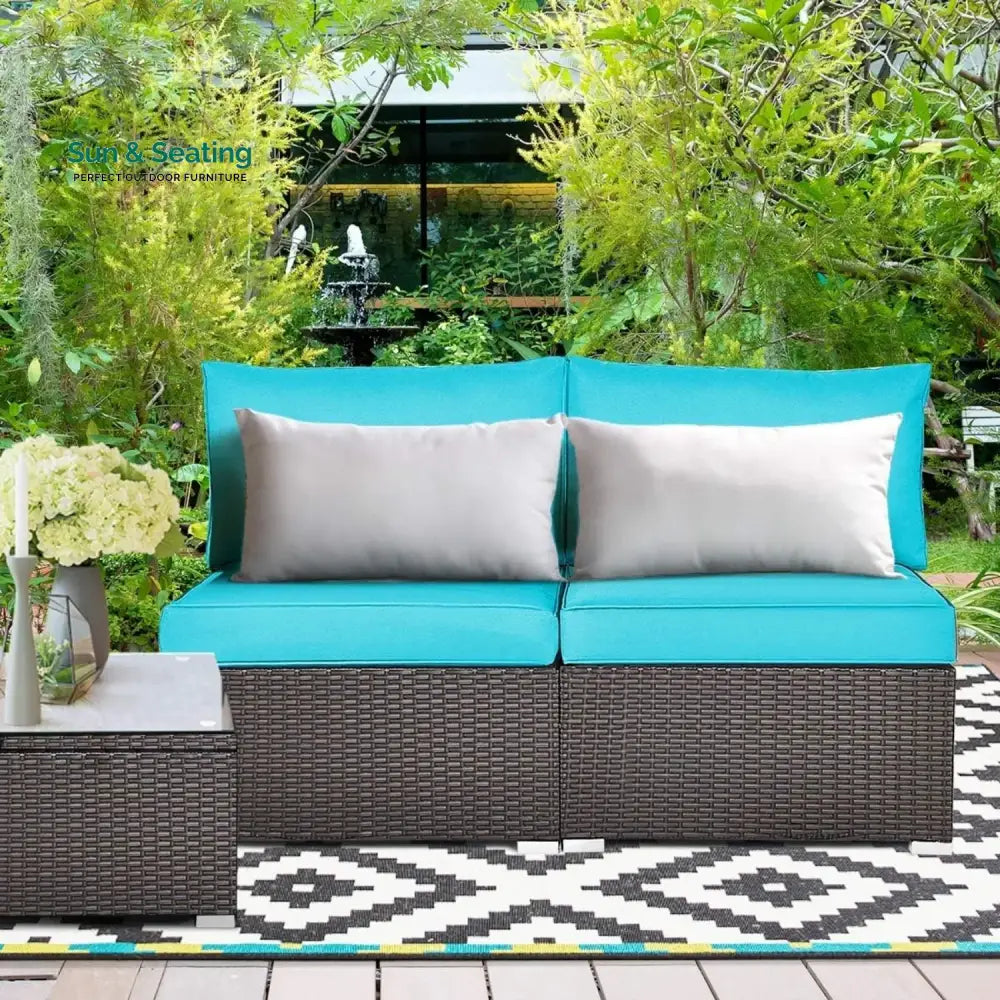 Juana 2-Piece Outdoor Wicker Armless Sofa Sofa Set