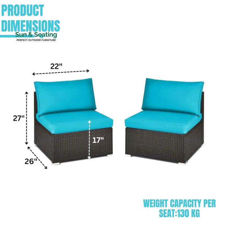 Juana 2-Piece Outdoor Wicker Armless Sofa Sofa Set