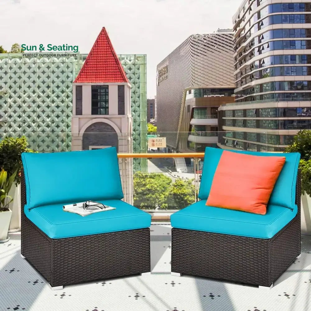 Juana 2-Piece Outdoor Wicker Armless Sofa Sofa Set