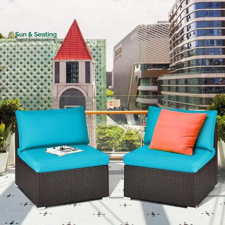Juana 2-Piece Outdoor Wicker Armless Sofa Sofa Set