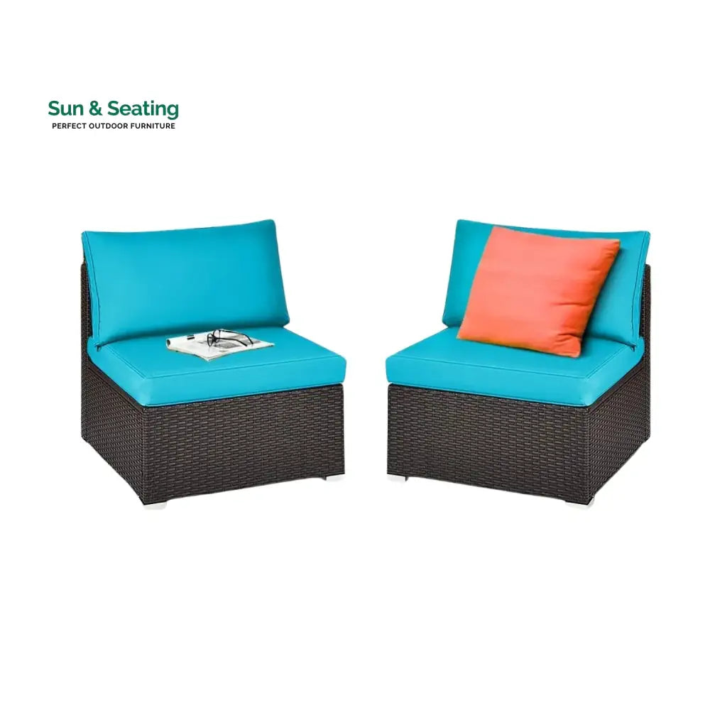 Juana 2-Piece Outdoor Wicker Armless Sofa Sofa Set