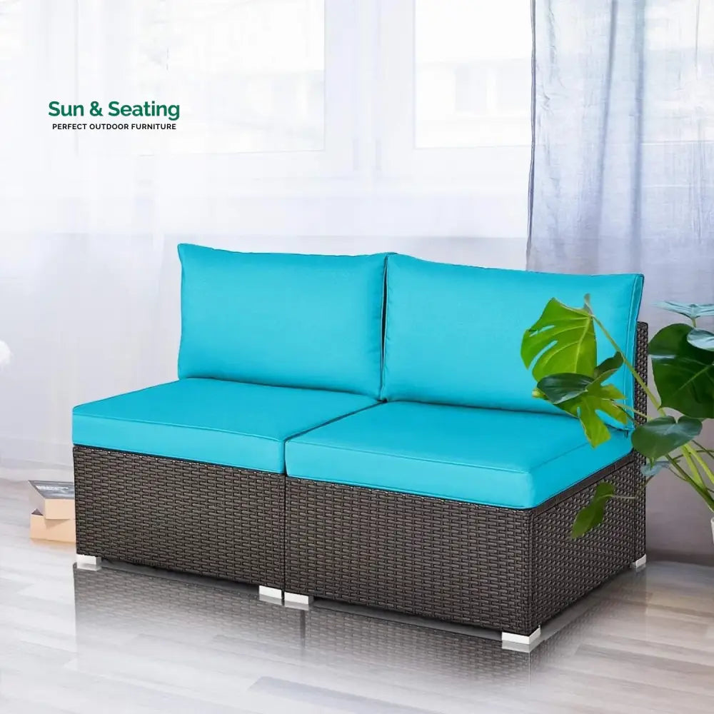 Juana 2-Piece Outdoor Wicker Armless Sofa Sofa Set