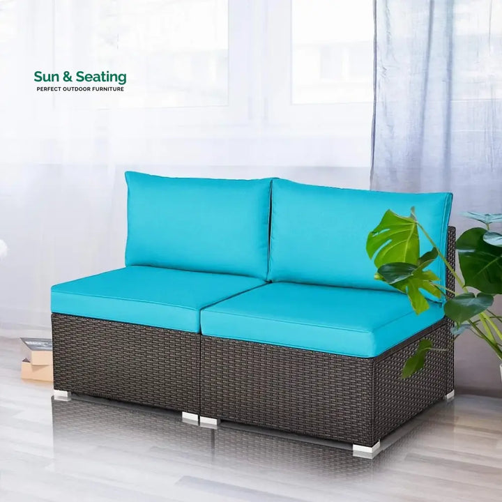 Juana 2-Piece Outdoor Wicker Armless Sofa Sofa Set