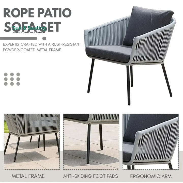 Juhi Outdoor 4 Seater Rope Conversation Sofa Set Sofa Set