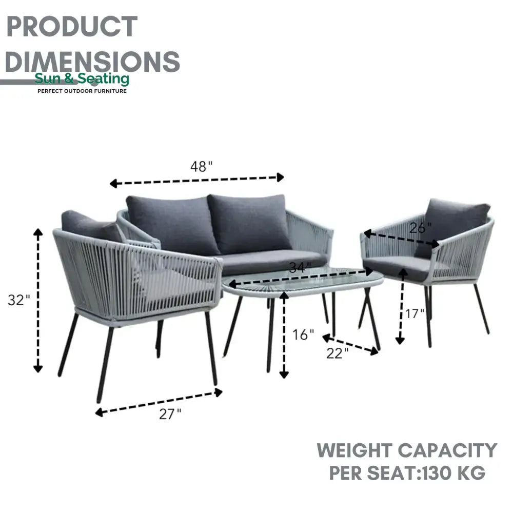 Juhi Outdoor 4 Seater Rope Conversation Sofa Set Sofa Set