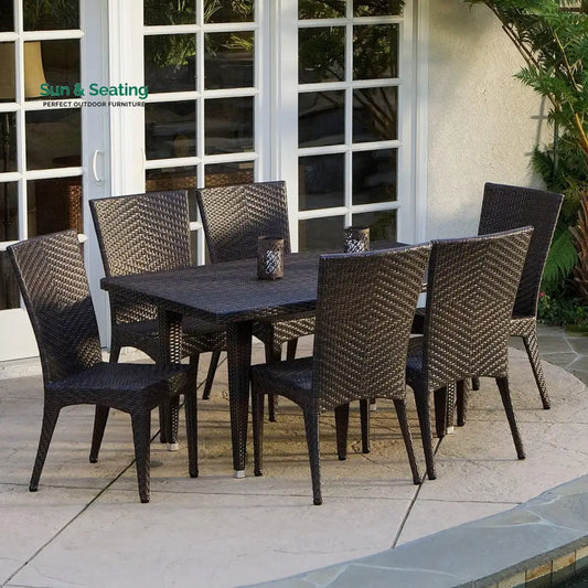 Jumanah Outdoor All-Weather Resistant Rattan Wicker 7-Piece Dining Set Dining Set